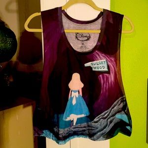 Disney Alice in wonderland wide armed tank crop top
